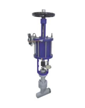 Pneumatic high temperature and high pressure Y-trap valve
