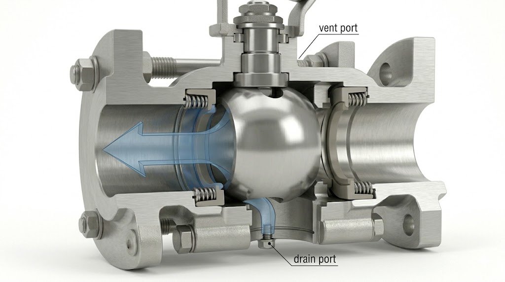 ball valve cavity pressure relief for high pressure liquid service