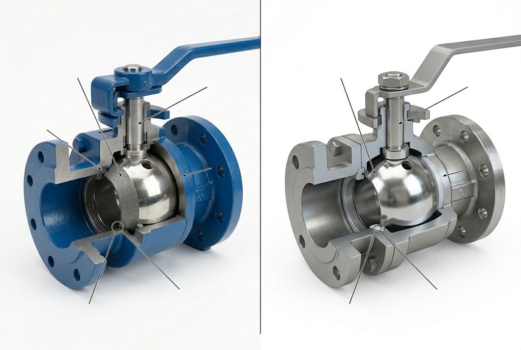 carbon steel and stainless steel ball valve material comparison
