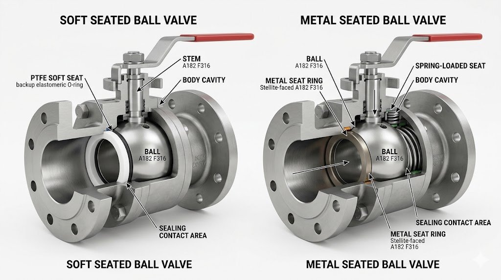 soft seated vs metal seated ball valve seat design comparison