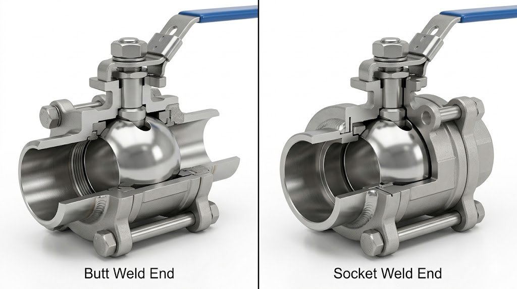 butt weld and socket weld ball valve ends