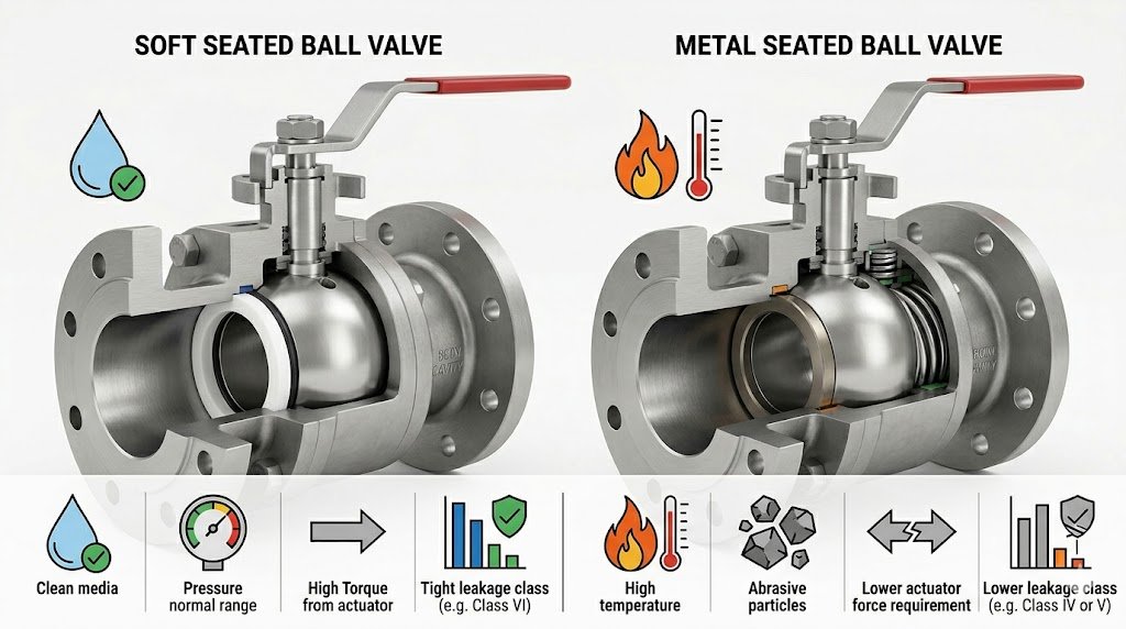 ball valve seat selection boundary for soft and metal seated valves
