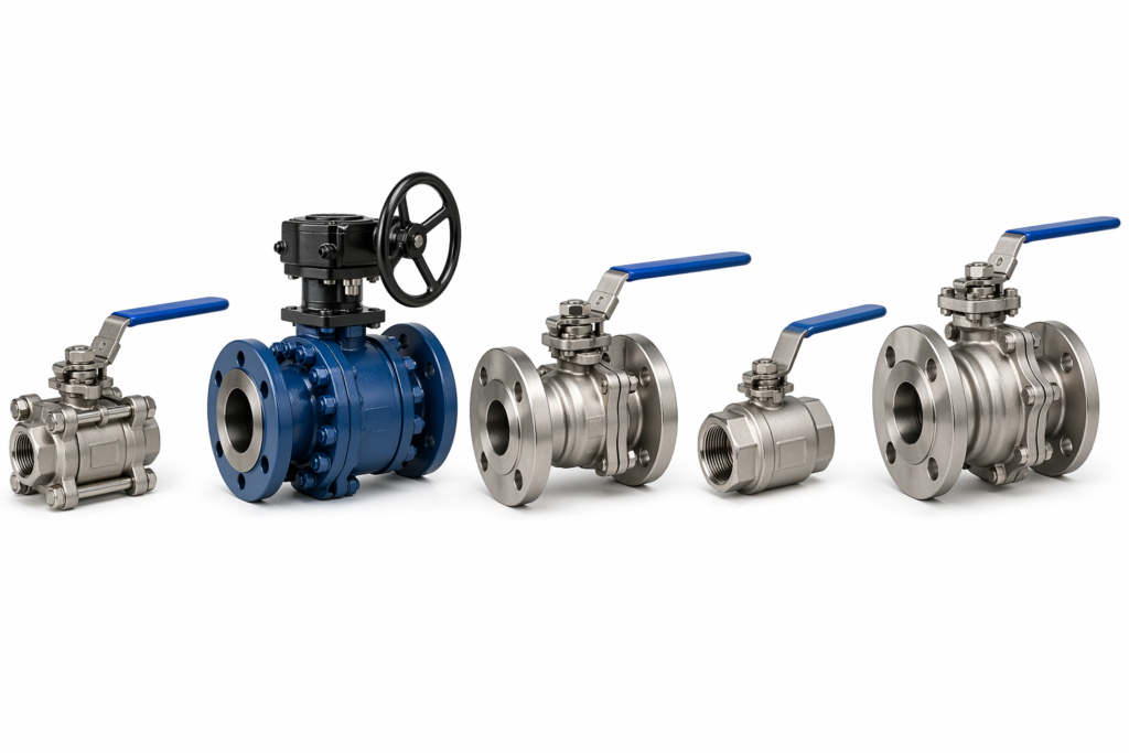 Comparison of floating, trunnion mounted, flanged, threaded, and metal seated ball valves