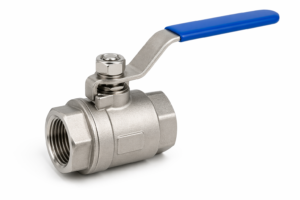 One-Piece Threaded Ball Valve with blue lever handle