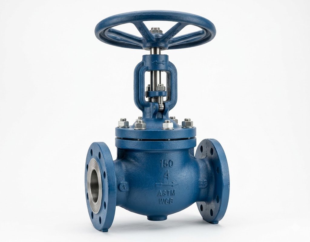 Manual flanged globe valve for industrial flow regulation