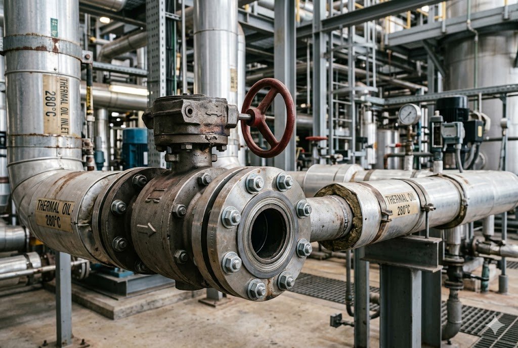 high temperature ball valve installed in steam pipeline