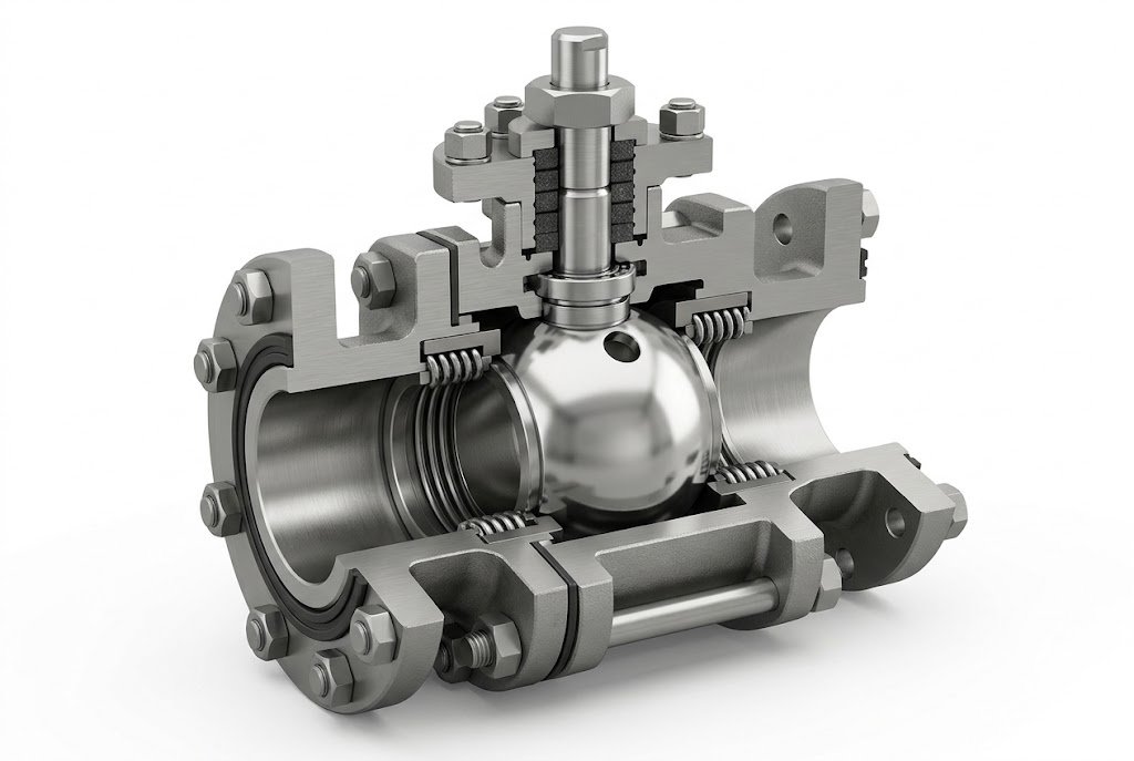 metal seated ball valve cutaway showing ball and seat design