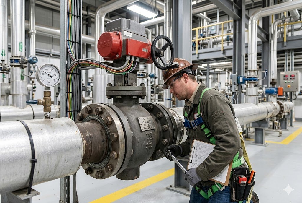 Ball valve installation inspection checklist for flange alignment gasket bolting actuator and leakage testing