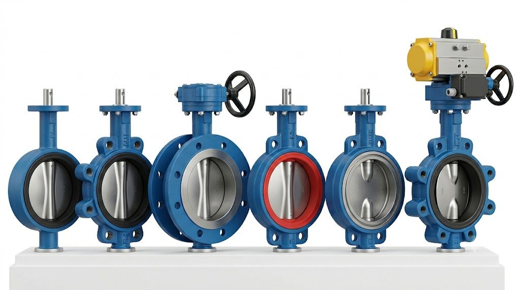 Butterfly valve selection guide showing wafer lug flanged soft seated and triple offset butterfly valves