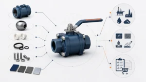 Ball valve material system linking valve components service conditions damage risks and supplier evidence