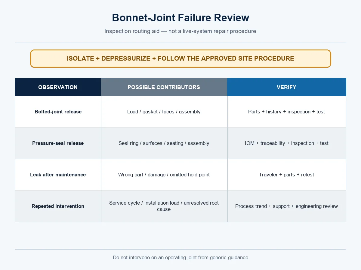 Failure mode and verification map for bolted and pressure seal valve bonnet joints
