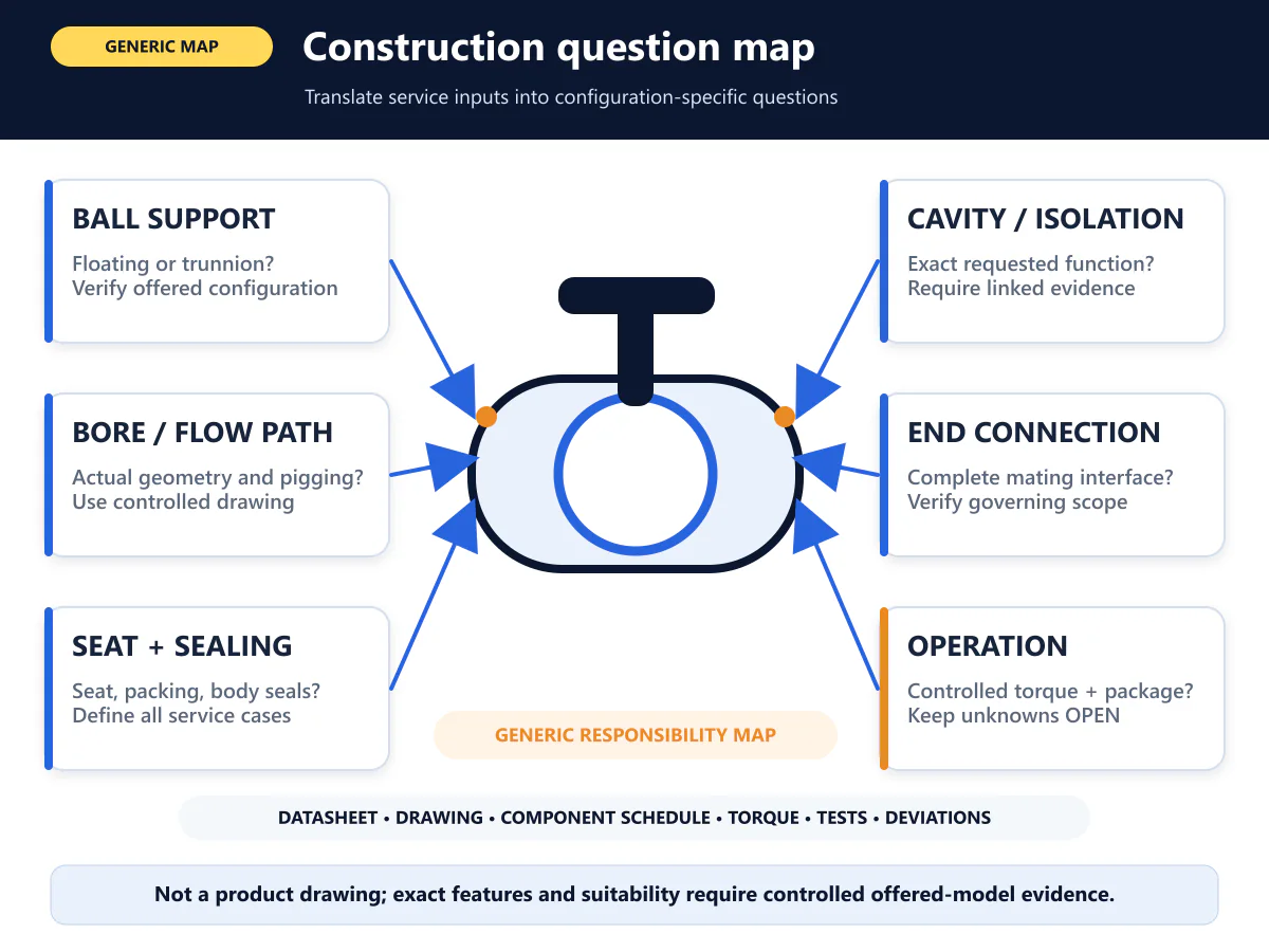 Industrial Ball Valve construction questions for support bore sealing cavity connections and actuation