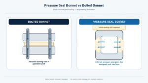 Engineering comparison of bolted bonnet gasket loading and pressure seal bonnet self-energizing joint loading