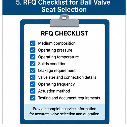 Ball valve seat selection RFQ information checklist