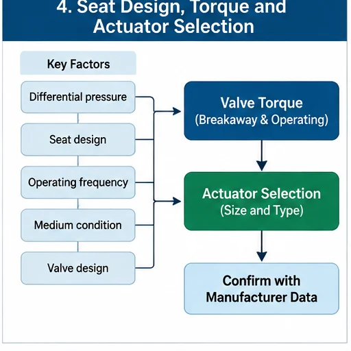 Ball valve seat design torque and actuator selection diagram