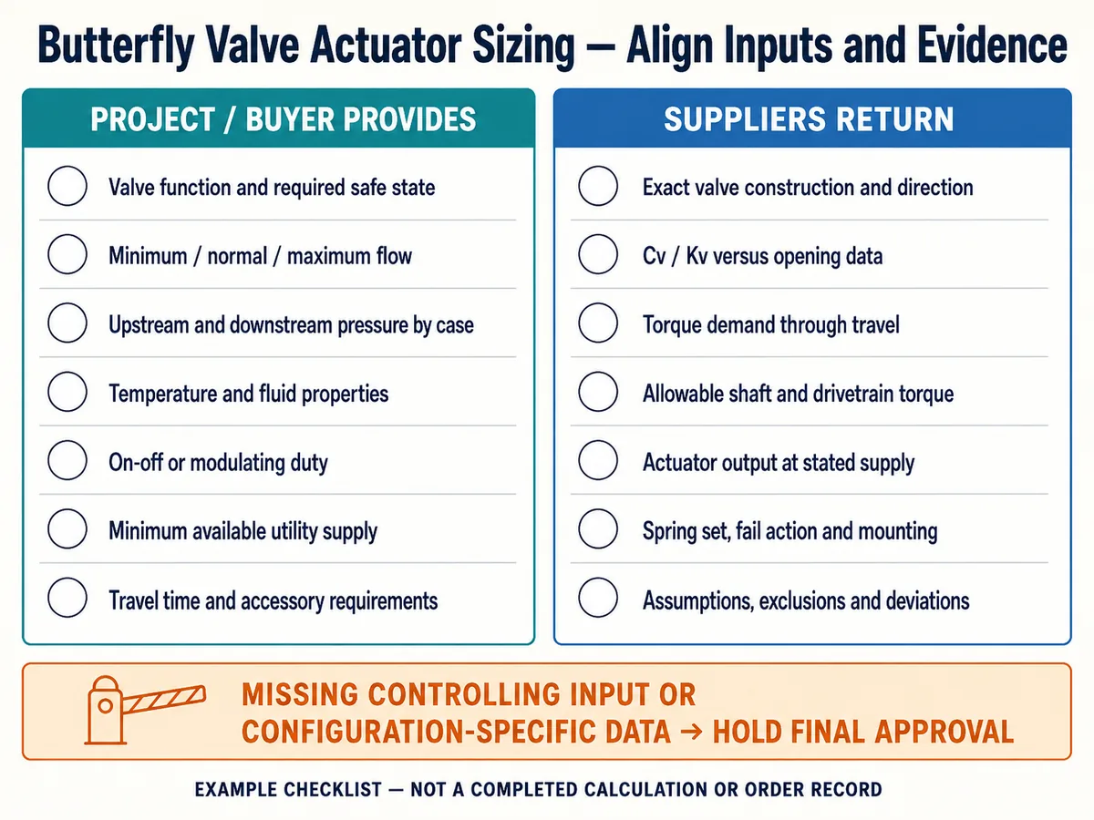 Butterfly Valve Actuator Sizing: Torque, Pressure Drop and Flow Inputs 6 Buyer inputs and supplier evidence required for butterfly valve actuator sizing review