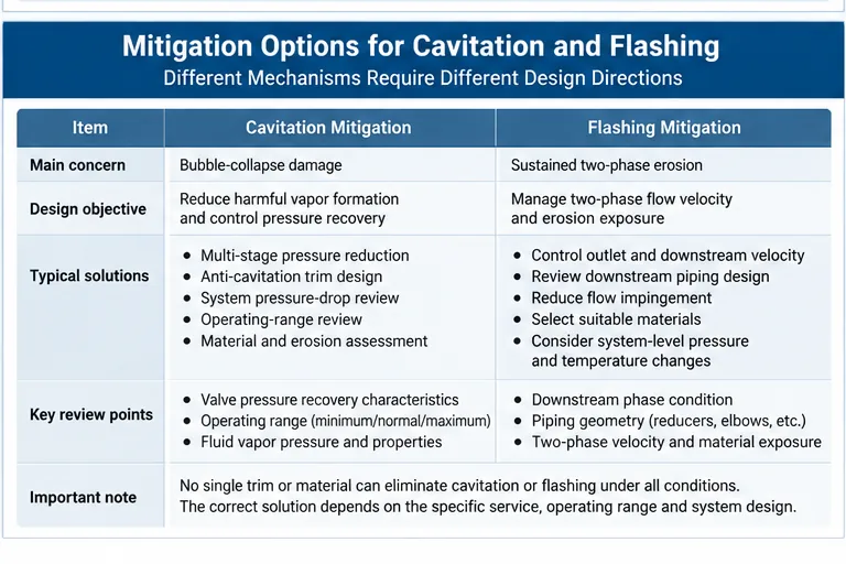 Control Valve Cavitation vs Flashing: Pressure Recovery, Damage Patterns, Sizing and Mitigation 3 control valve cavitation flashing mitigation