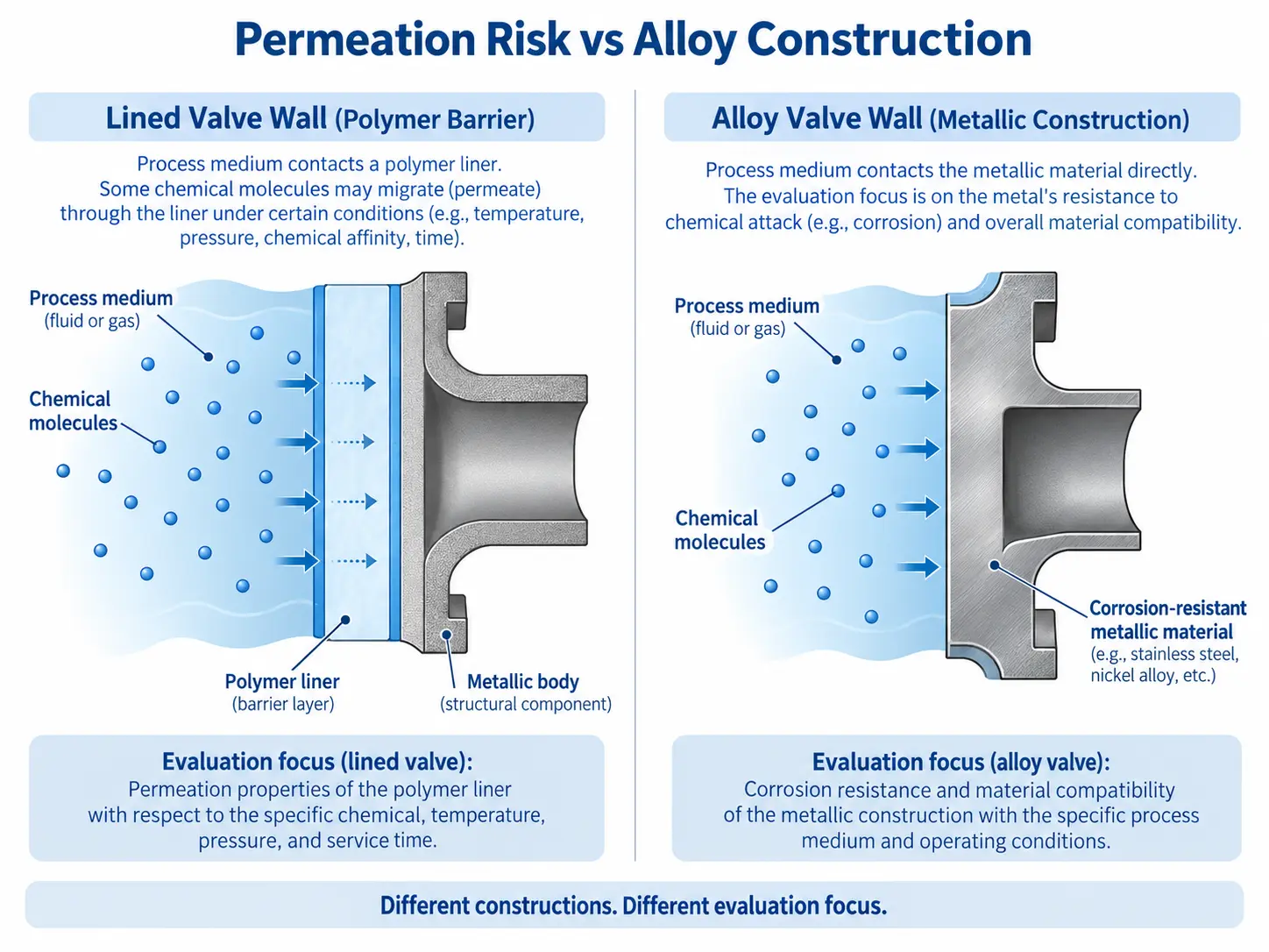Permeation risk comparison between lined valve liner systems and alloy construction