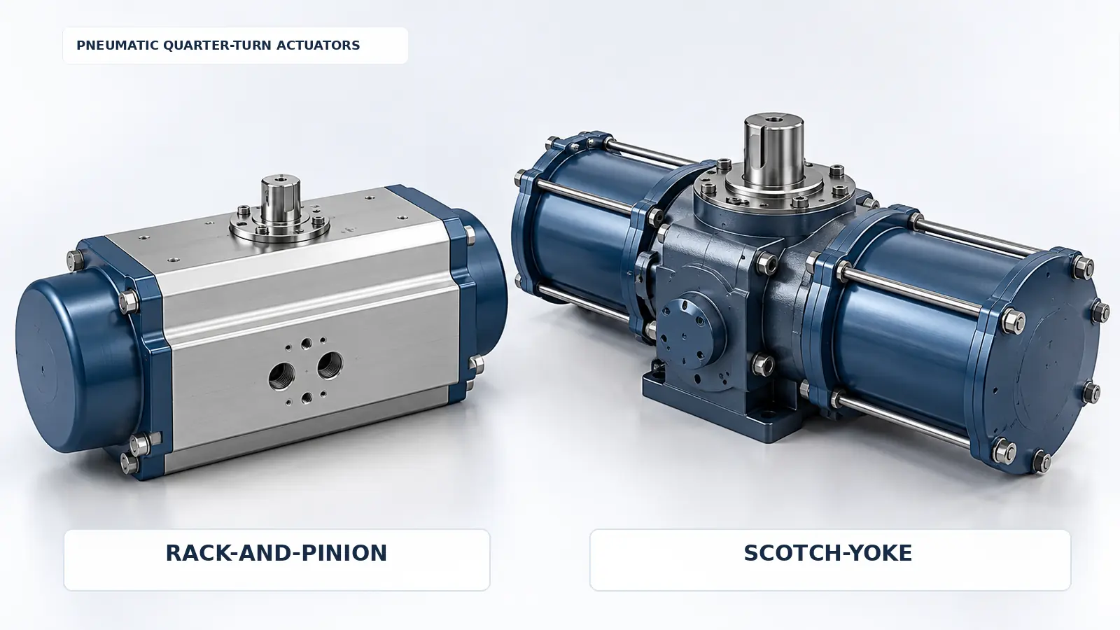 Rack-and-Pinion vs Scotch-Yoke Pneumatic Actuator Comparison Comparison of rack-and-pinion and scotch-yoke pneumatic actuators for industrial quarter-turn valves.