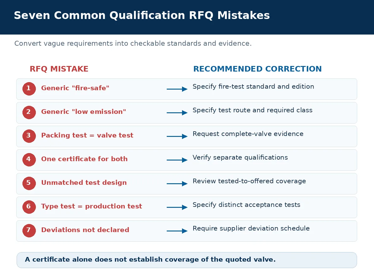 Seven common RFQ mistakes in valve fire-safe and fugitive-emission qualification requirements Seven common RFQ mistakes in valve fire-safe and fugitive-emission qualification requirements